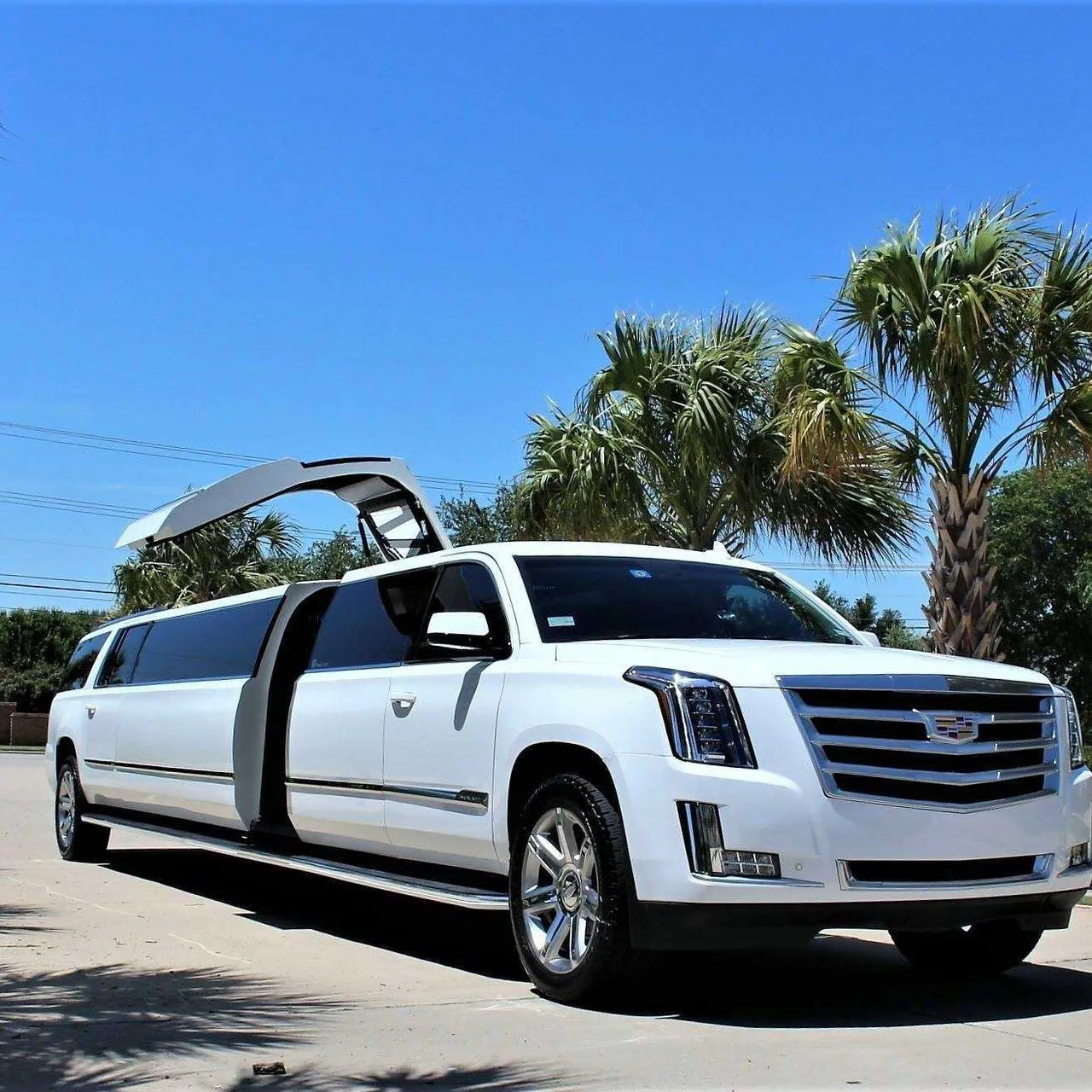 White Cadillac Escalade Limo for limo rental White Cadillac Escalade Limo for limo rental